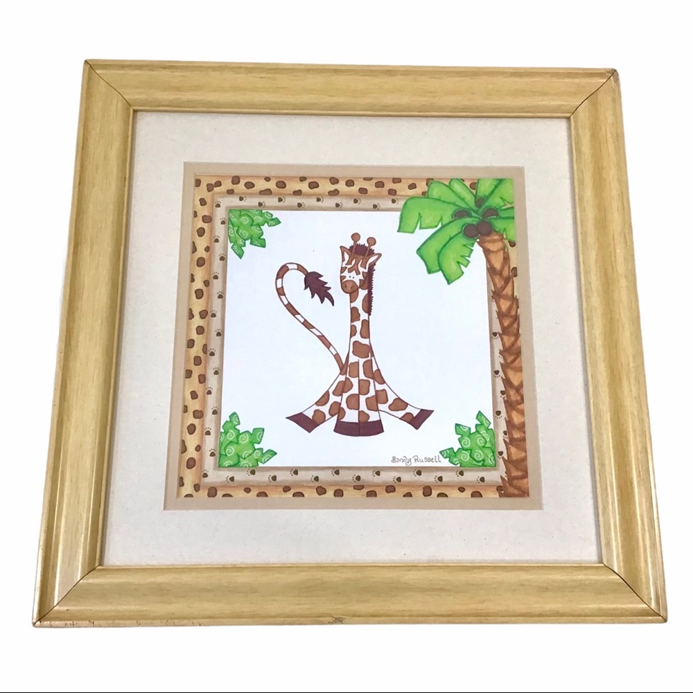 Giraffe Print Framed Matted Picture Sandy Russell Childs Bedroom Nursery Target